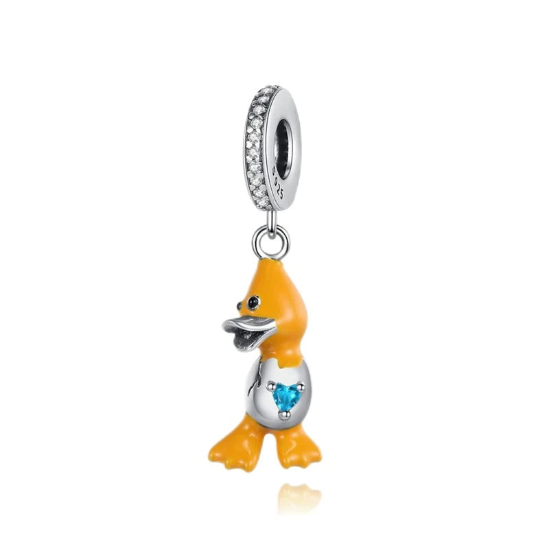 Duck and Blue Heart Charm