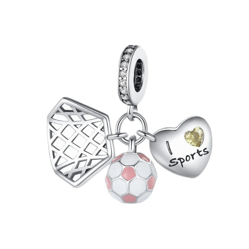 Goalpost, Soccer Ball, and Heart Charm