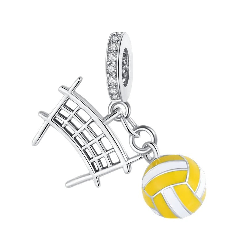 Volleyball and Net Charm