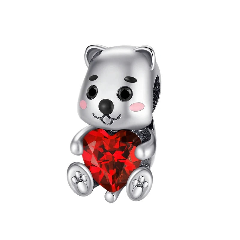 Teddy Bear and Red Heart Charm