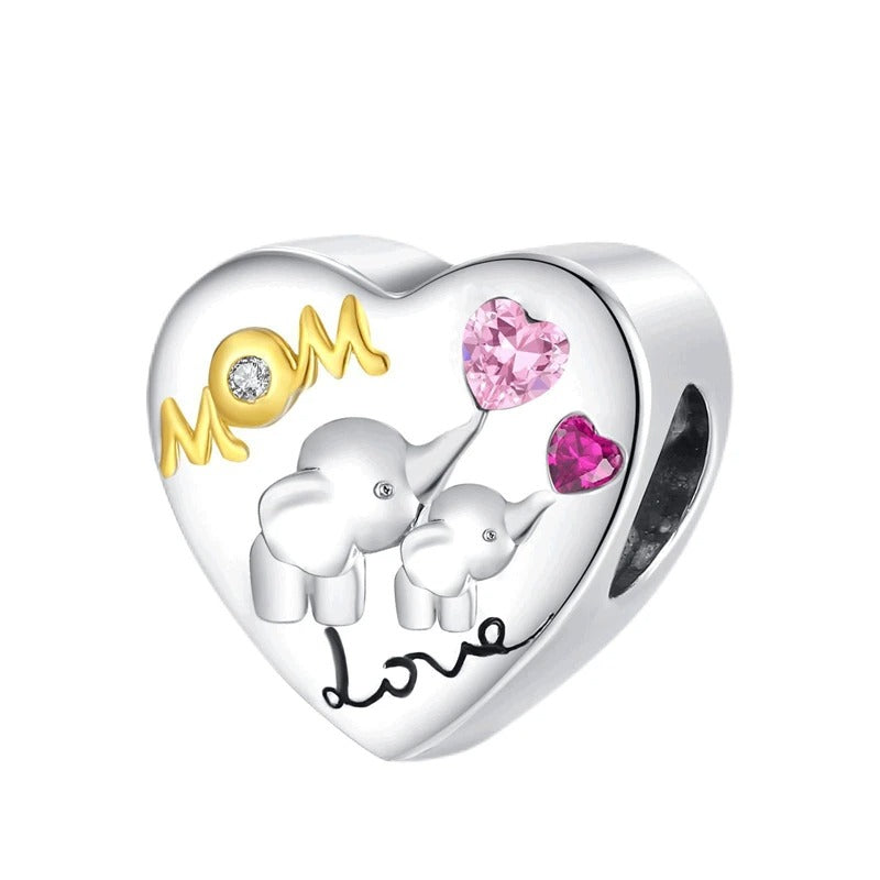 Heart and Elephant Family Charm