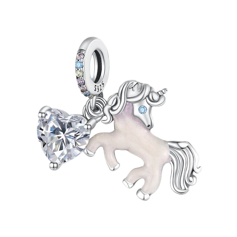 White Heart and Unicorn Charm