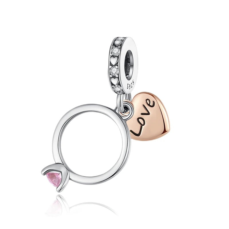 Ring and Love Heart Amulet Charm