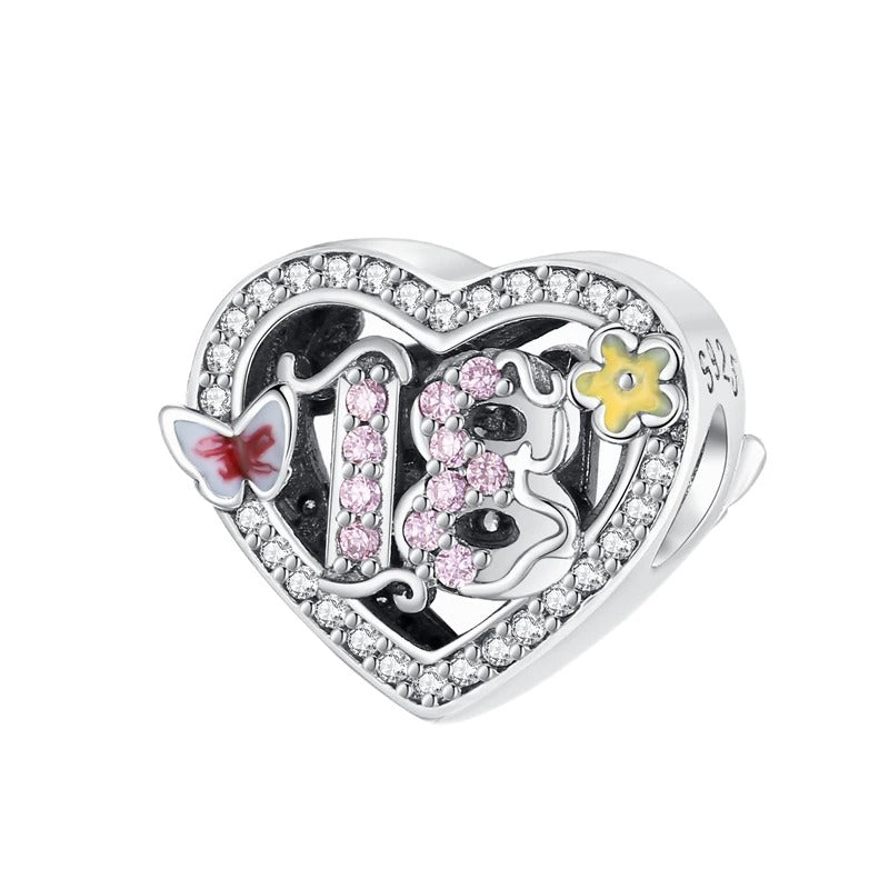 18th Birthday Heart Charm