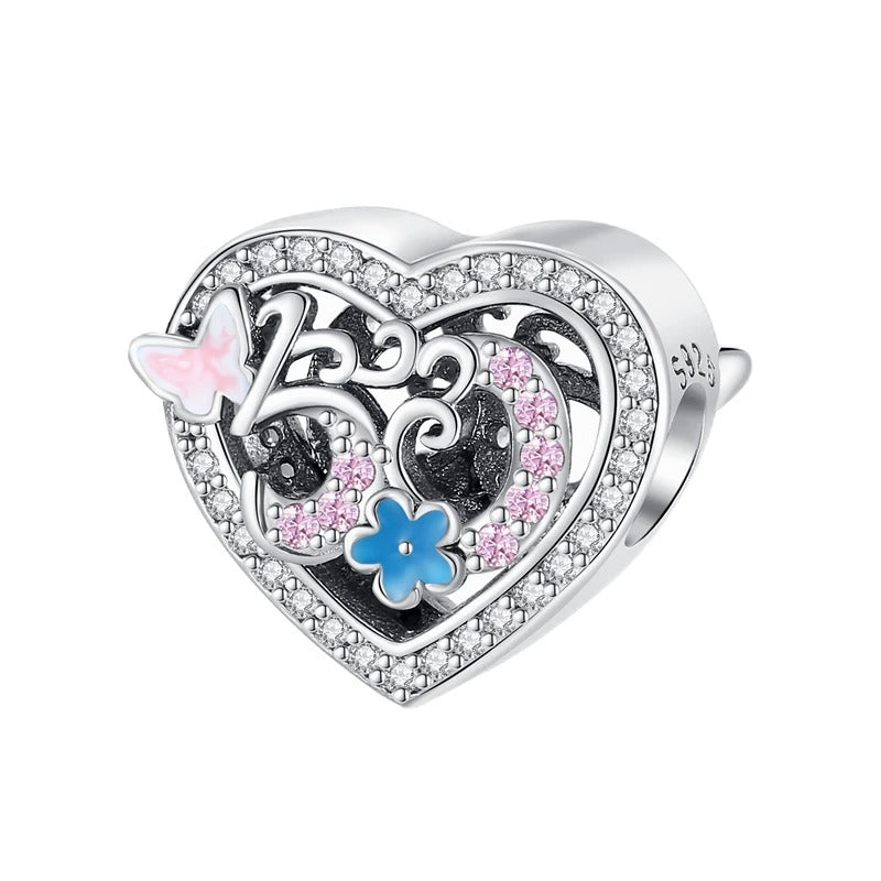 50th Birthday Heart Charm