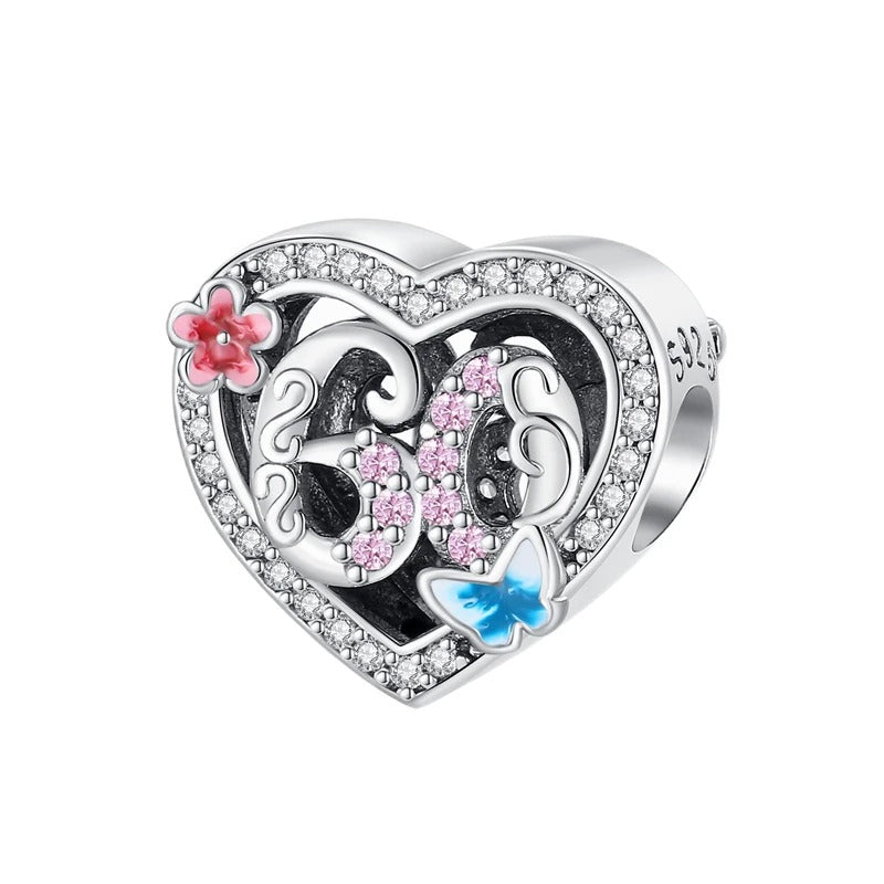 60th Birthday Heart Charm