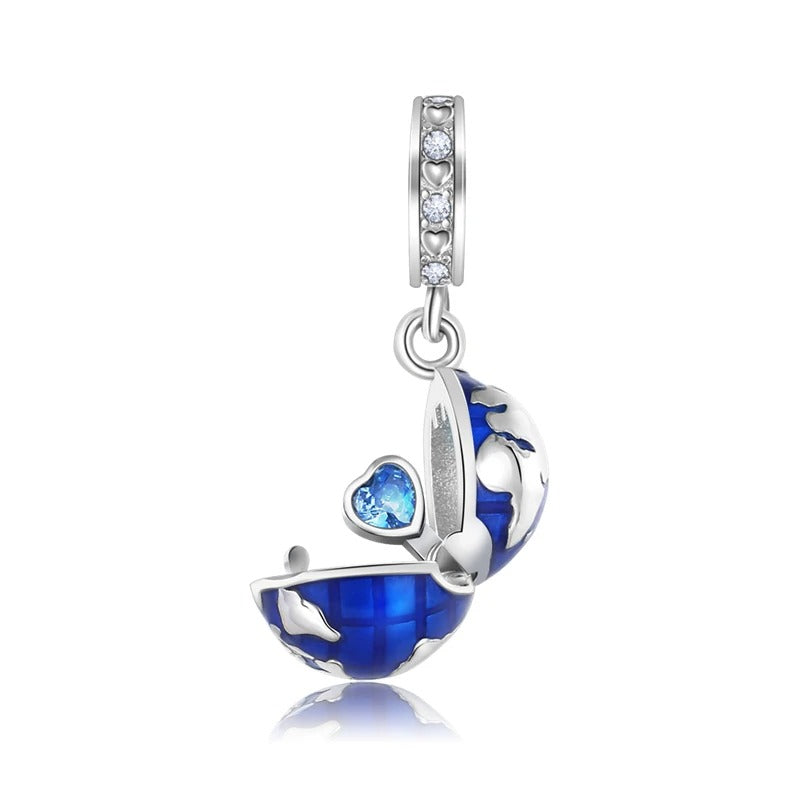 Earth and Blue Heart Charm