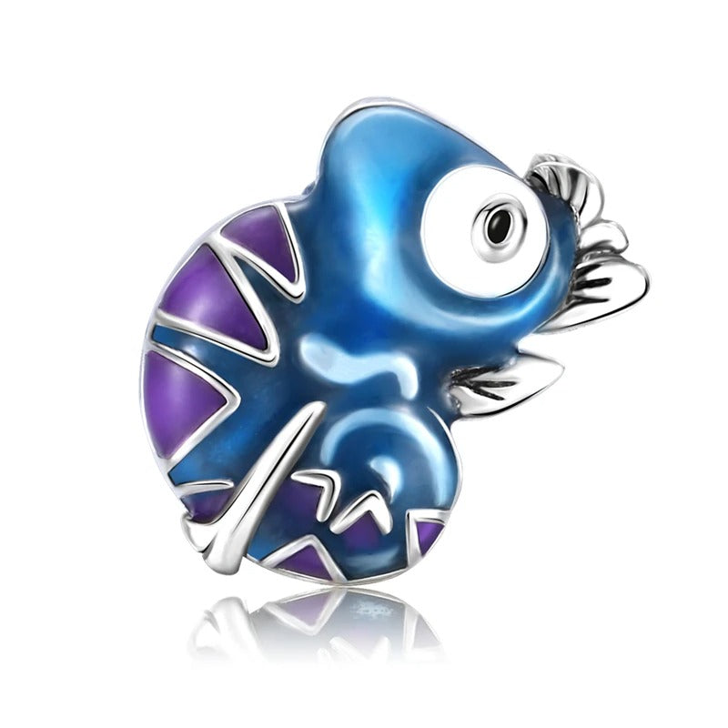 Blue and Purple Chameleon Charm