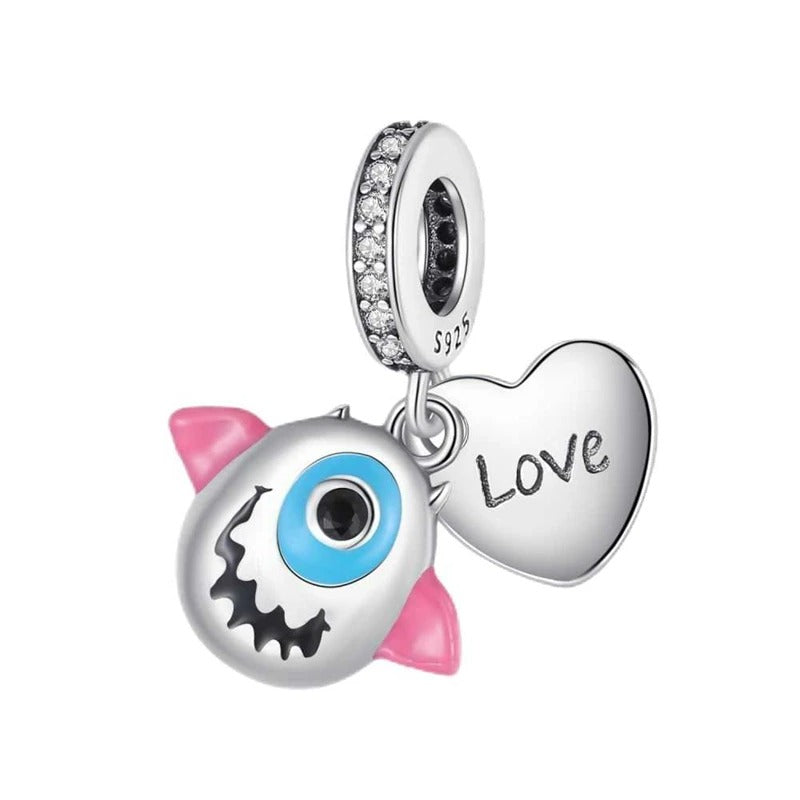 Monster and Love Heart Charm