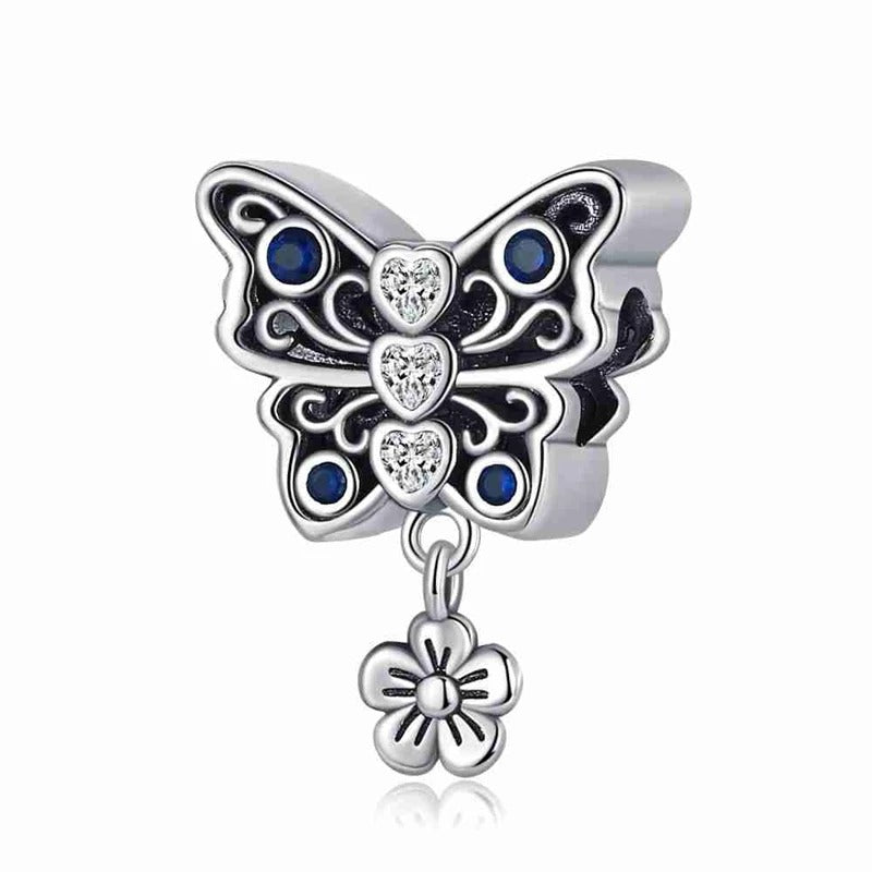 Butterfly and Triple Heart Charm