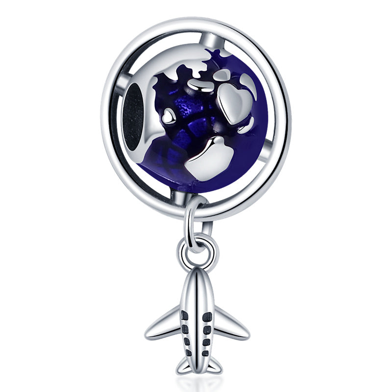 Earth and Airplane Amulet Charm