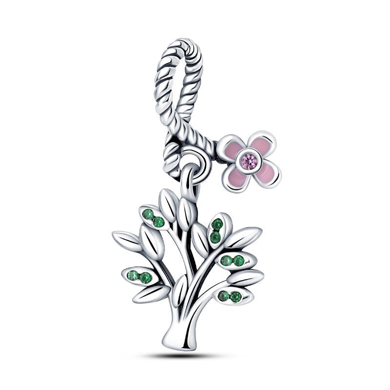 Tree of Life and Rose Flower Charm