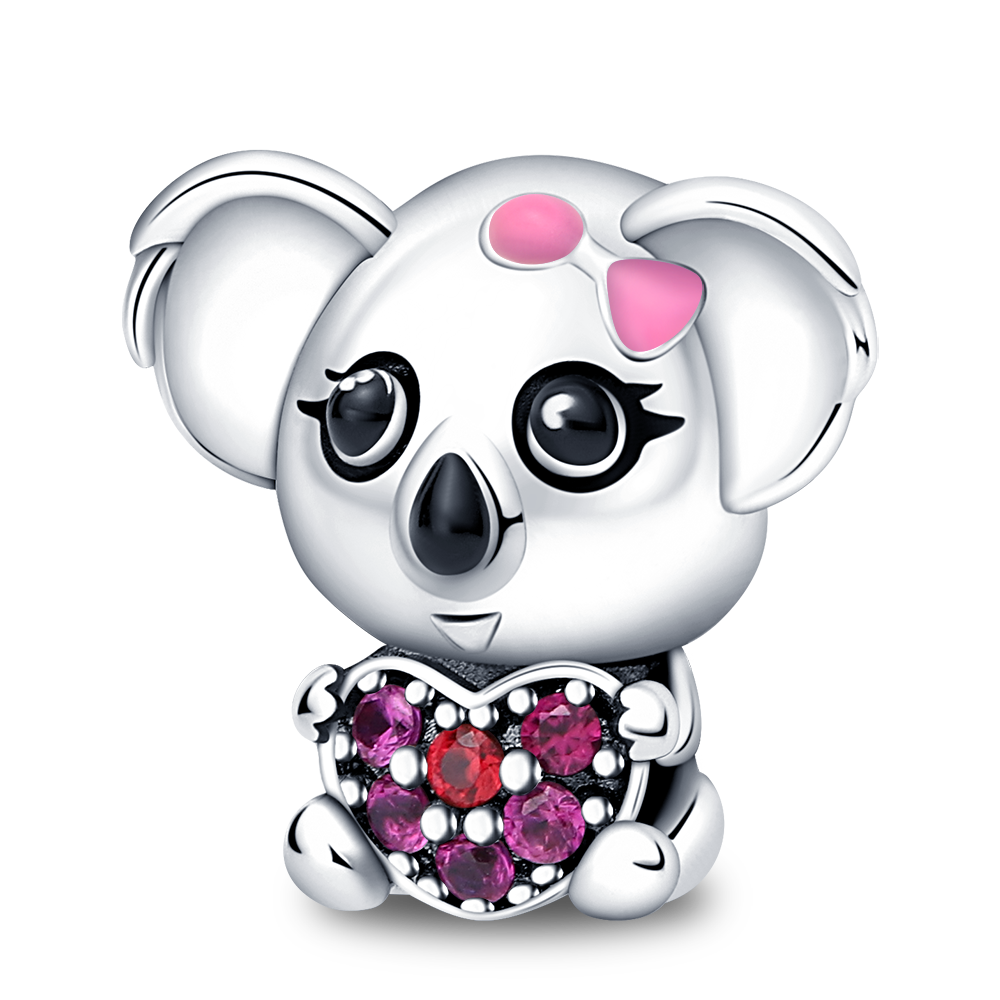 Pink Heart Koala Charm