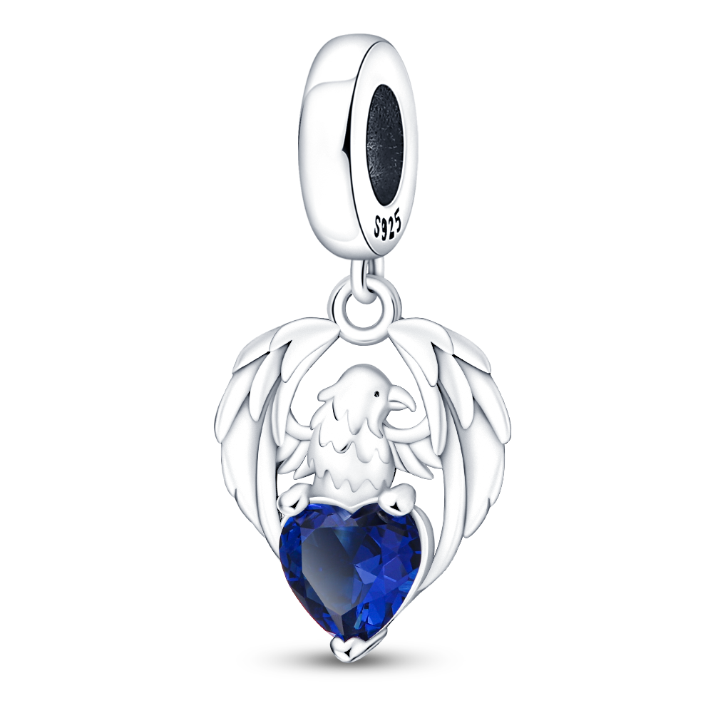 Blue Heart Eagle Charm