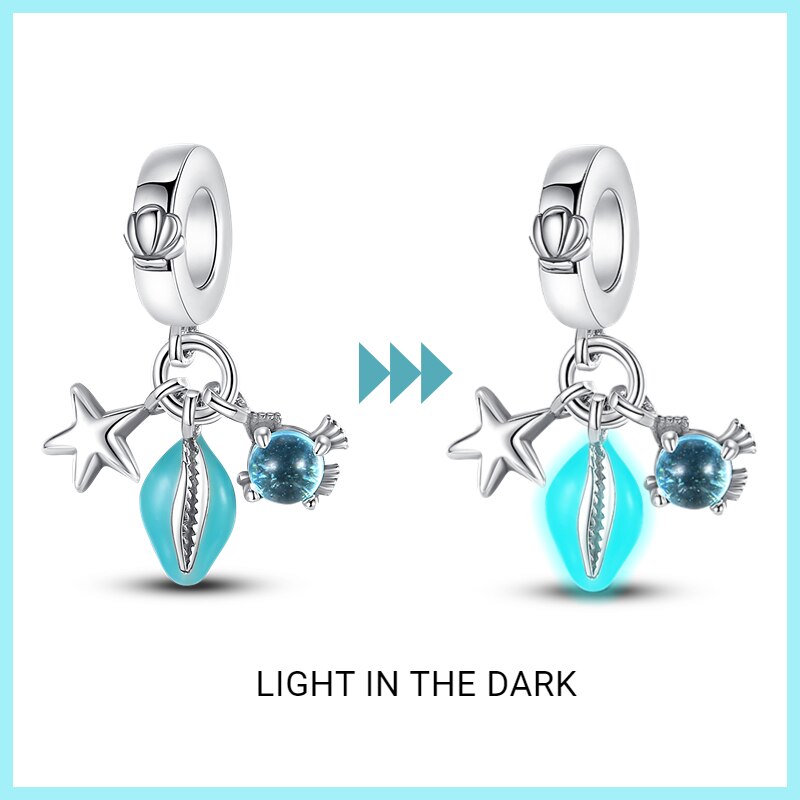 Glowing Seashell and Starfish Charm