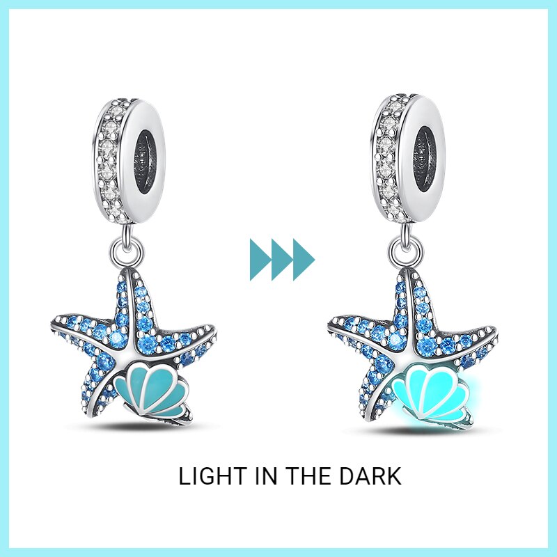 Glowing Starfish and Seashell Charm