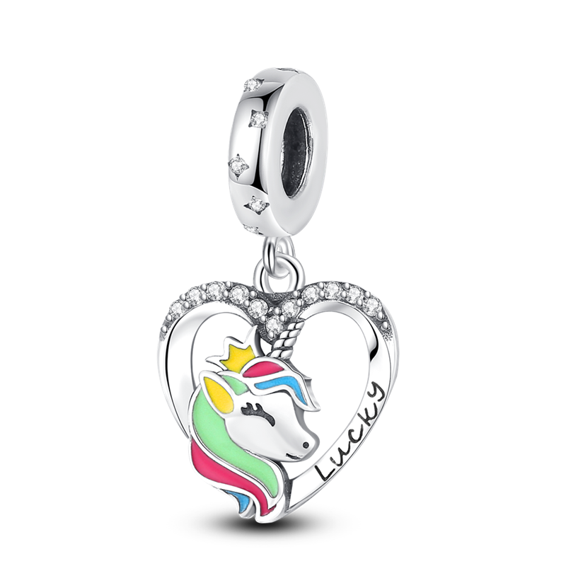 "Lucky" Unicorn Heart Charm