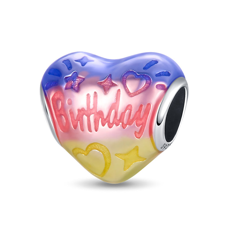 Multicolor Happy Birthday Heart Charm