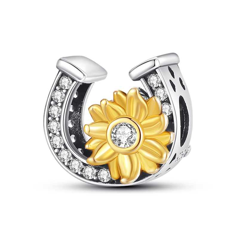 Horseshoe and Yellow Flower Charm