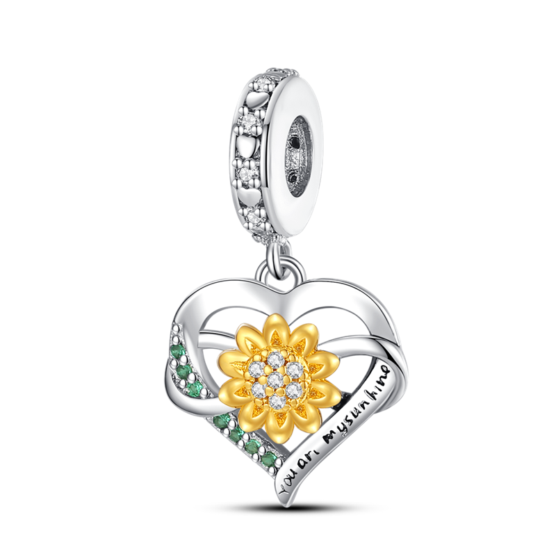 Yellow Flower Heart Charm