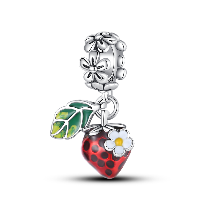 Strawberry and Leaf Charm