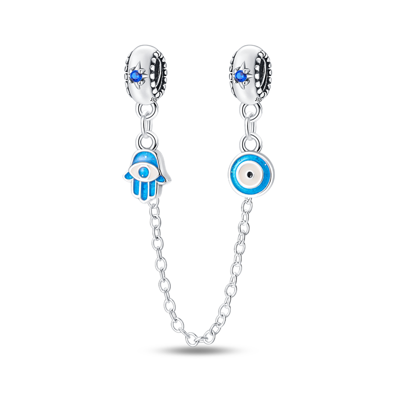 Hamsa and Fluorescent Evil Eye Safety Chain