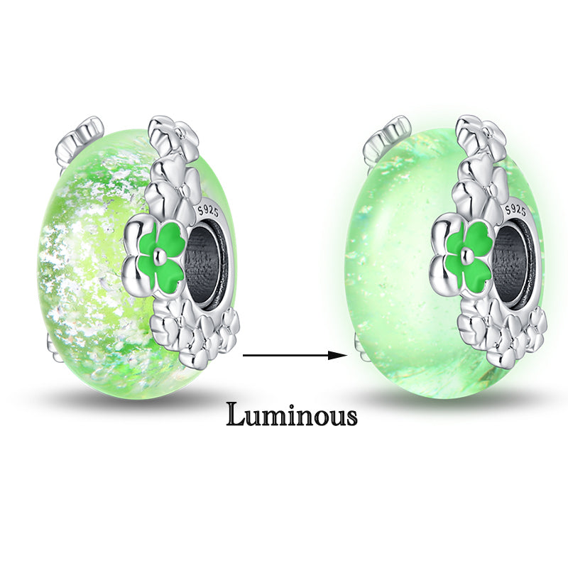 Fluorescent Green Flowers Bead Charm