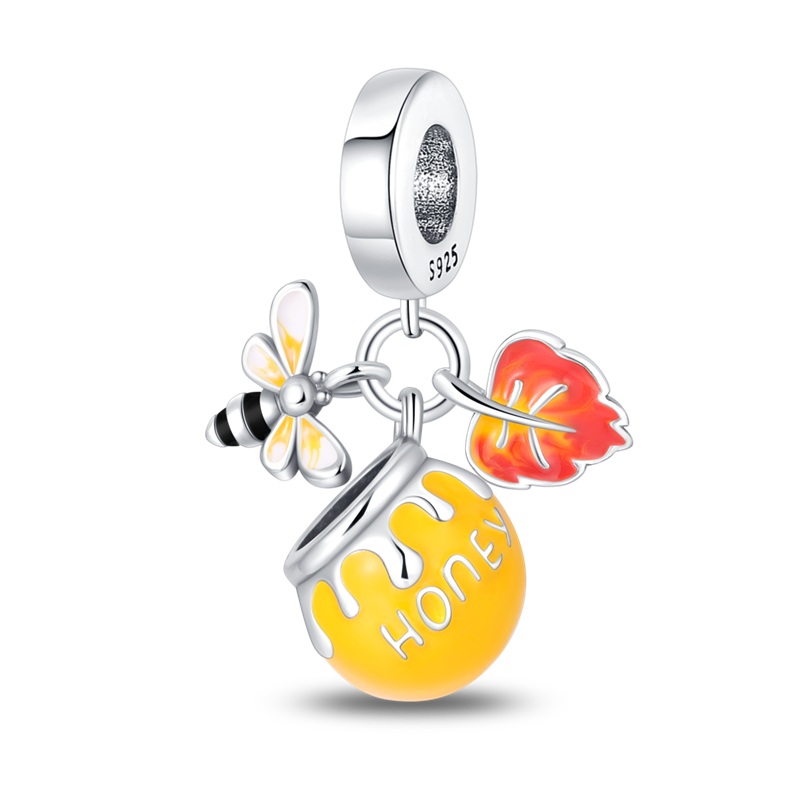 Honey Bee and Autumn Leaf Charm