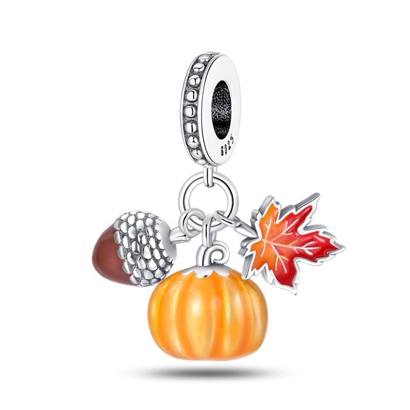 Acorn, Pumpkin, and Autumn Leaf Charm