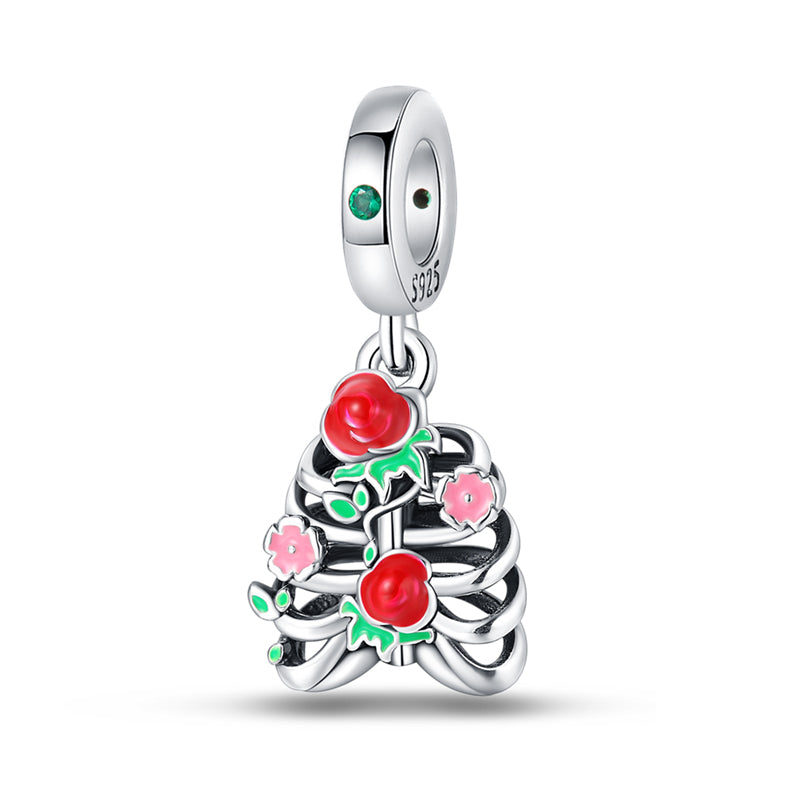 Skeleton and Roses Charm