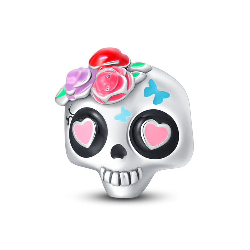 Skull with Flowers Charm