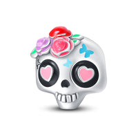 Thumbnail for Skull with Flowers Charm