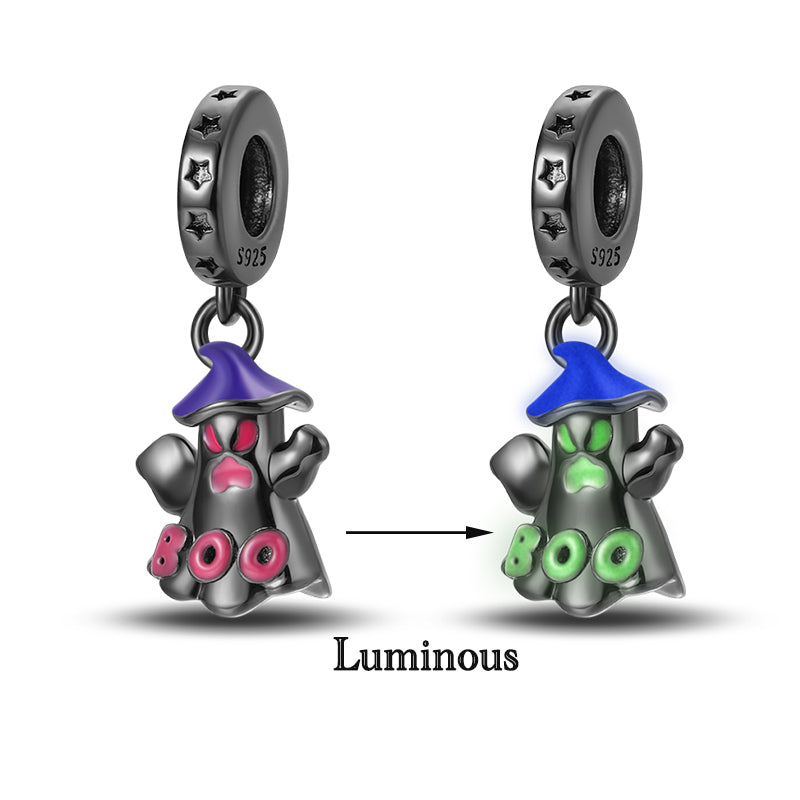 Fluorescent "BOO" Ghost Charm