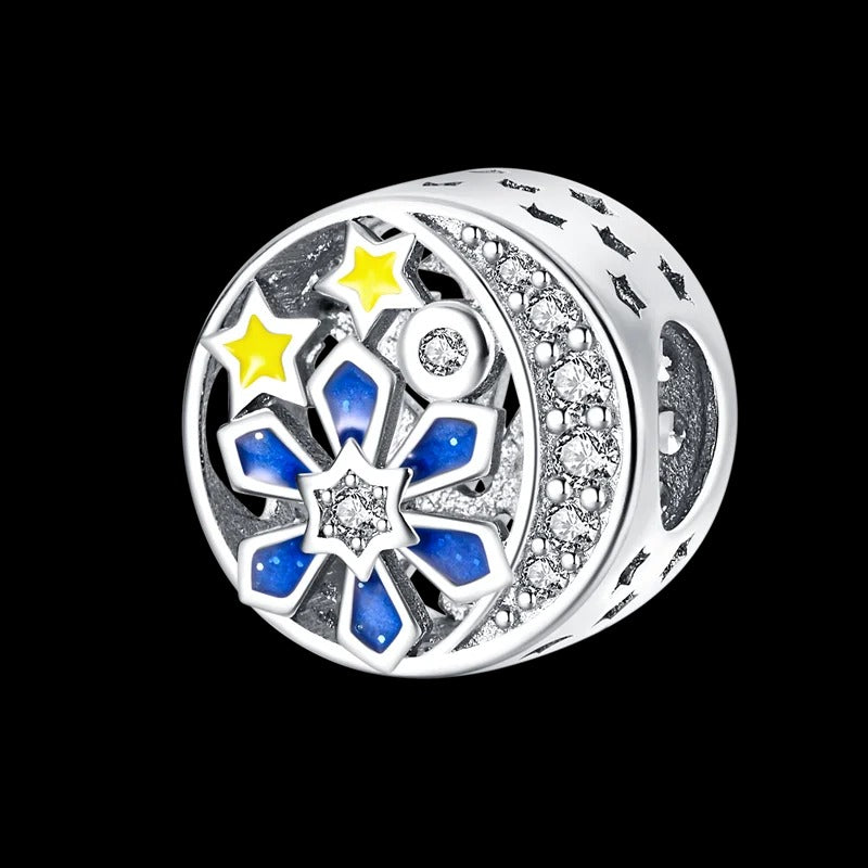 Glowing Moon and Stars Bead Charm