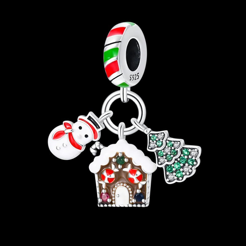 Snowman, Gingerbread House, and Christmas Tree Charm