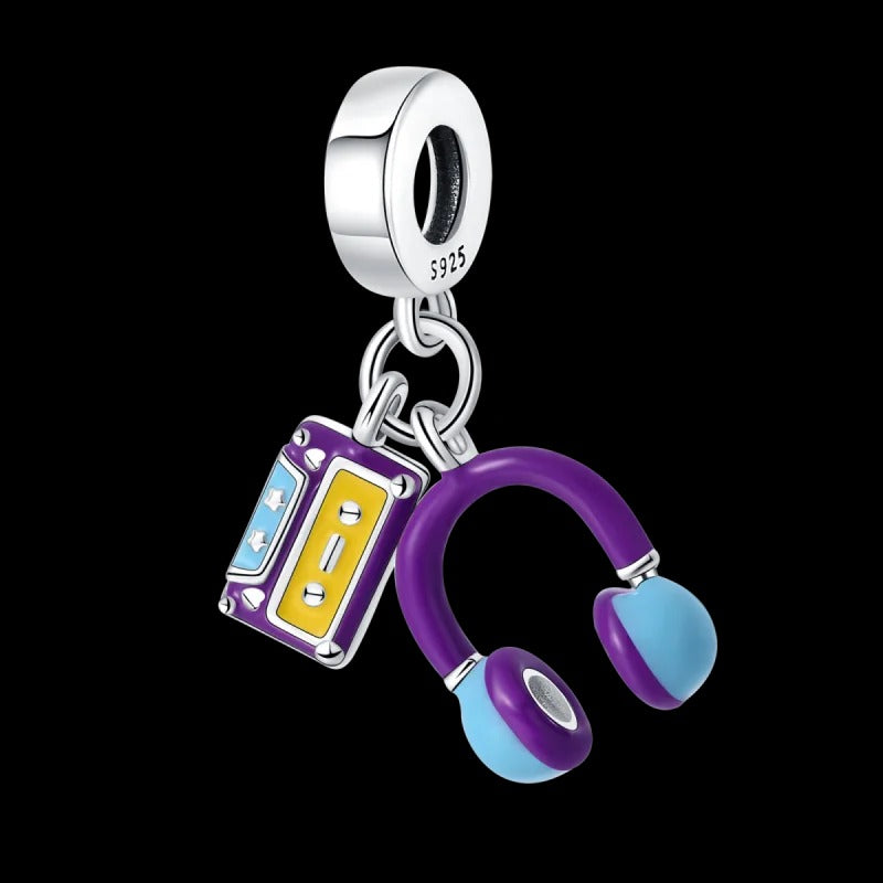 Cassette and Headphones Charm