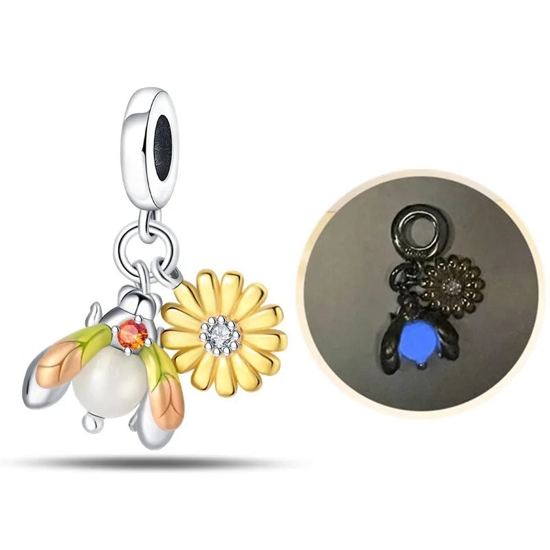 "Glowing Firefly and Flower" Charm