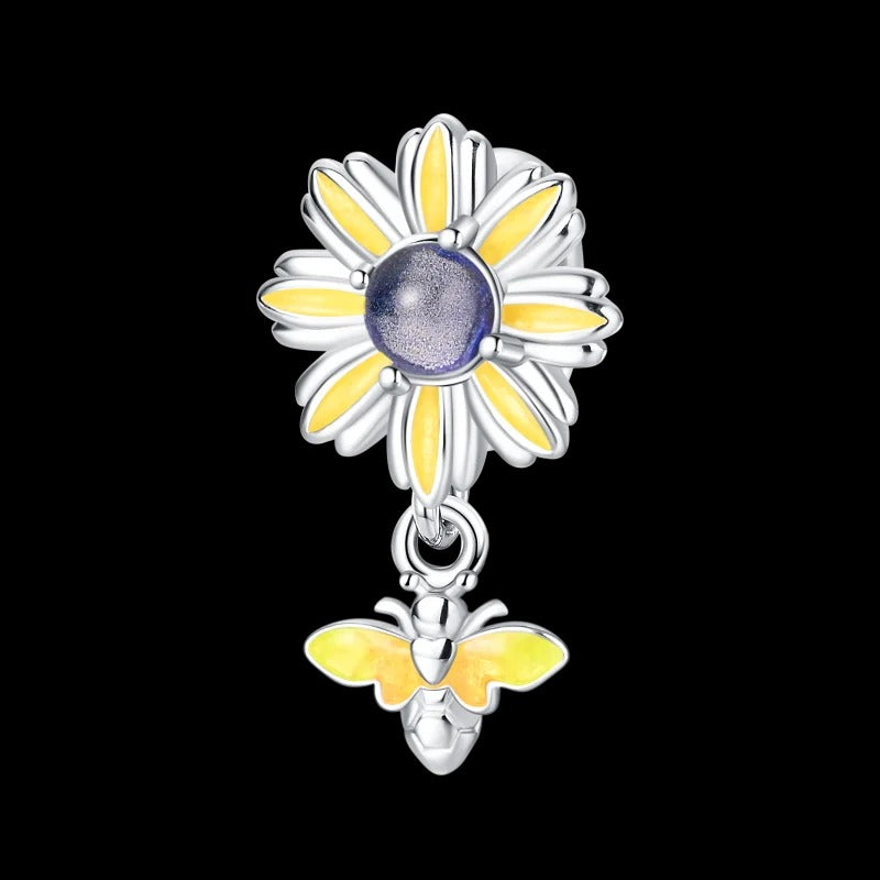 Yellow Flower and Bee Charm