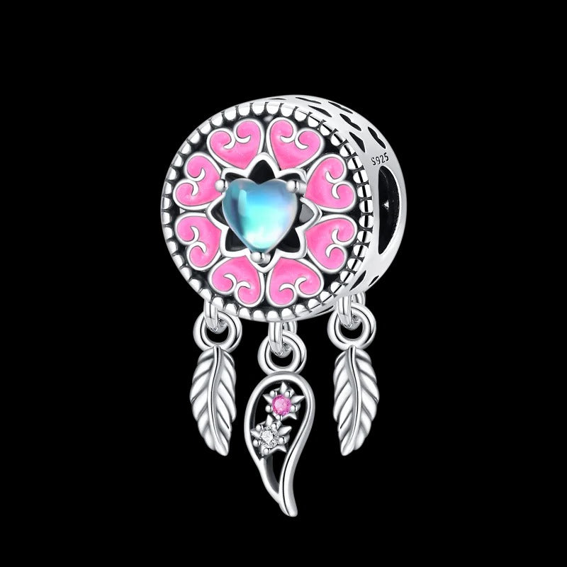 Pink Heart Dreamcatcher Charm