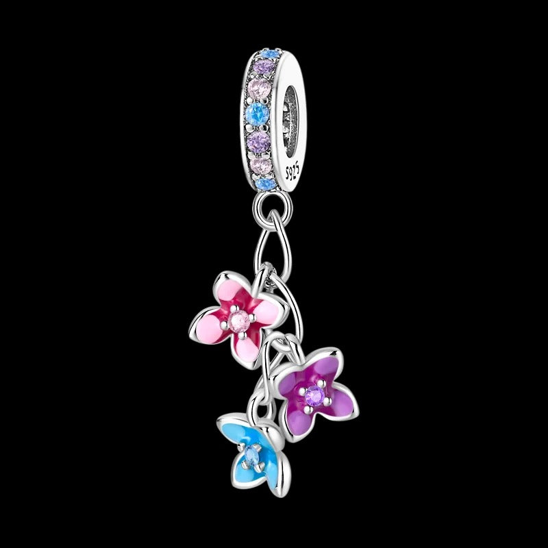 Pink, Purple, and Blue Flower Charm