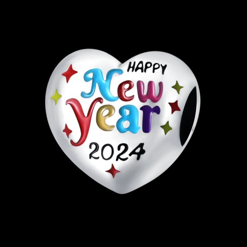 "New Year 2024" Heart Charm