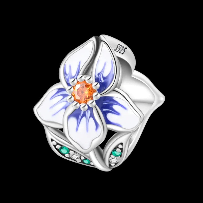 "White and Blue Flower Bead" Charm