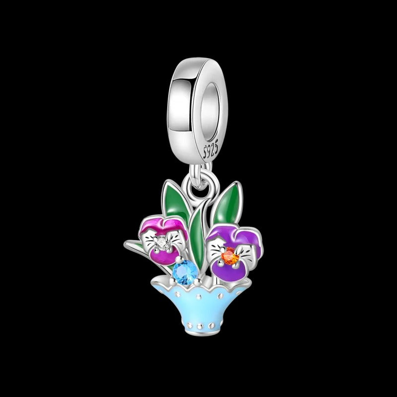 Purple Harmony Flowers Charm