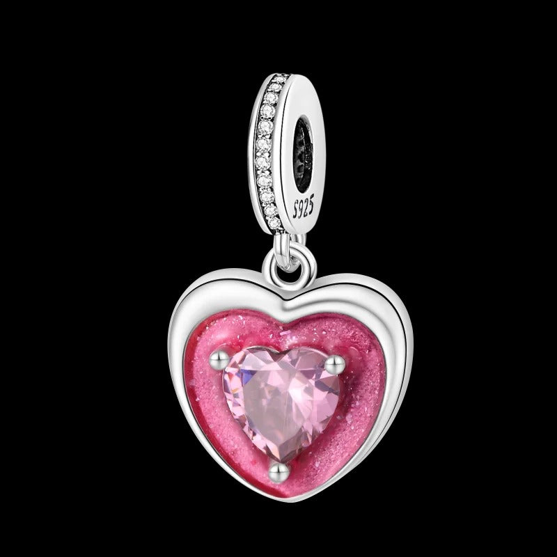 Shining Pink Heart Charm