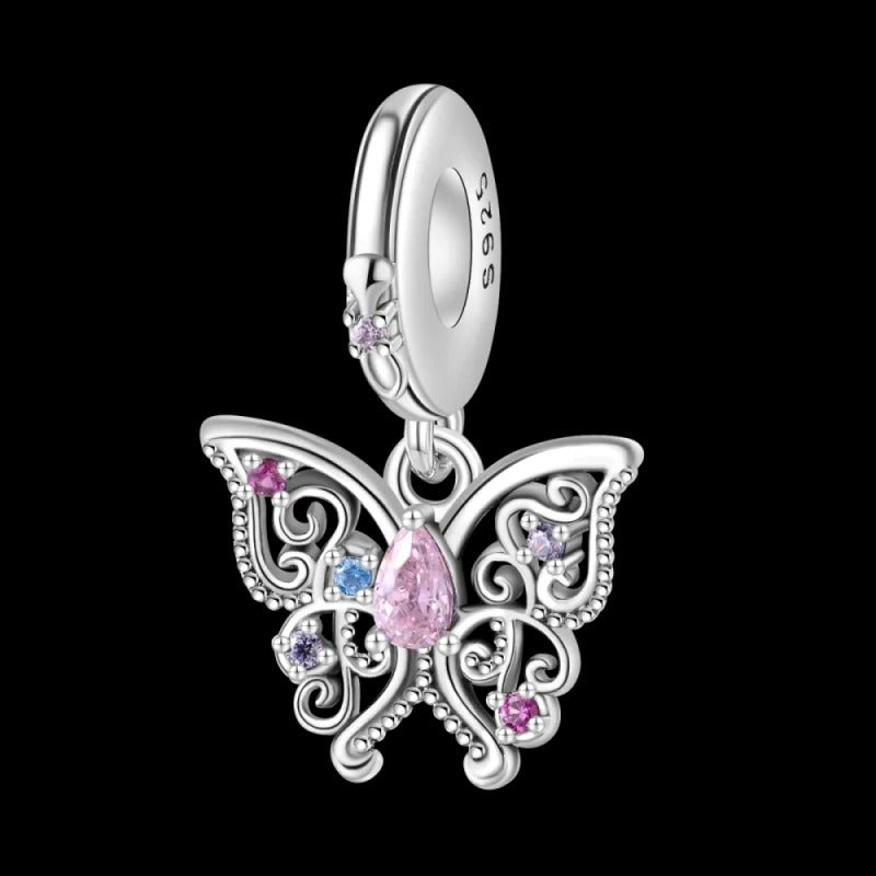 "Handcrafted Butterfly and Pink Droplet" Charm