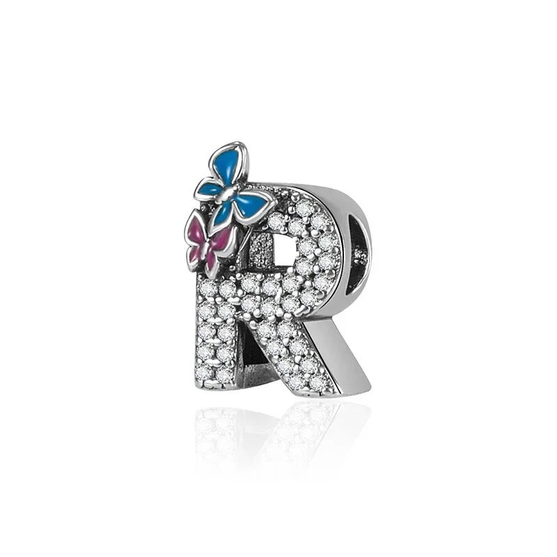 Double Butterfly Alphabet Charm