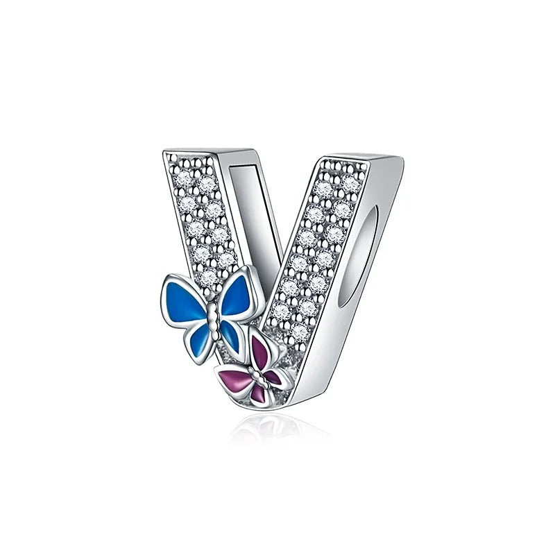 Double Butterfly Alphabet Charm