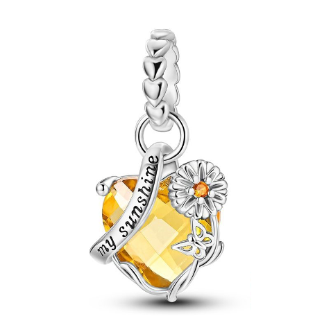 Heart and Sunflower "My Sunshine" Charm