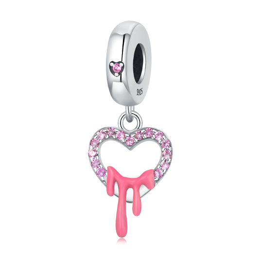 Melted Pink Heart Charm