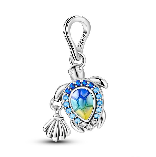 Blue Turtle & Shell Charm